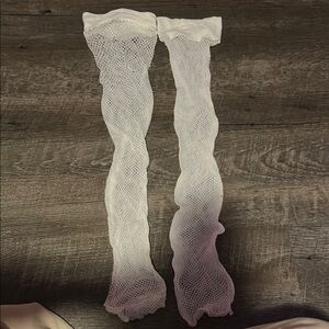 White fishnet thigh highs